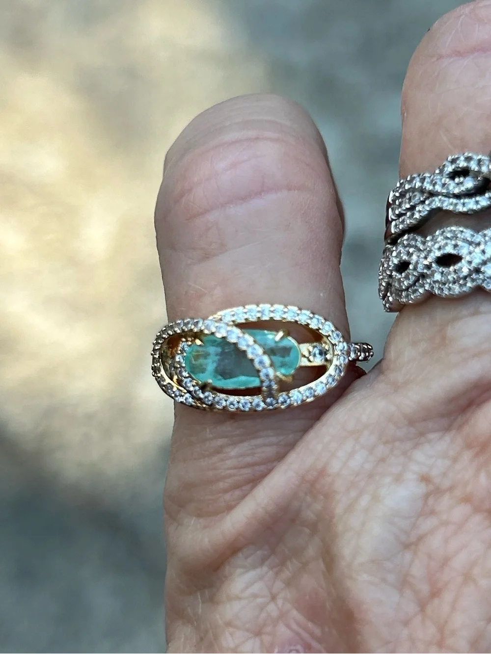 Wrapped then Unwrapped Aquamarine Ring - Picture 1 of 5